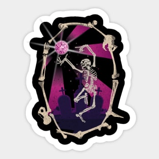 Disco dancing Skeleton with Mirror ball Sticker